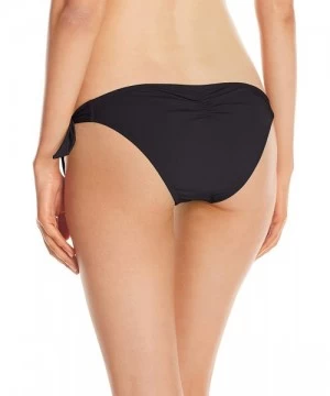 Bottoms Women's Sash Tie Side Med Bikini Bottom Swimwear - Black - CI12NYNY8L2