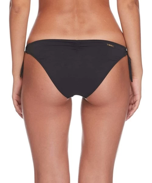 Bottoms Women's Sash Tie Side Med Bikini Bottom Swimwear - Black - CI12NYNY8L2