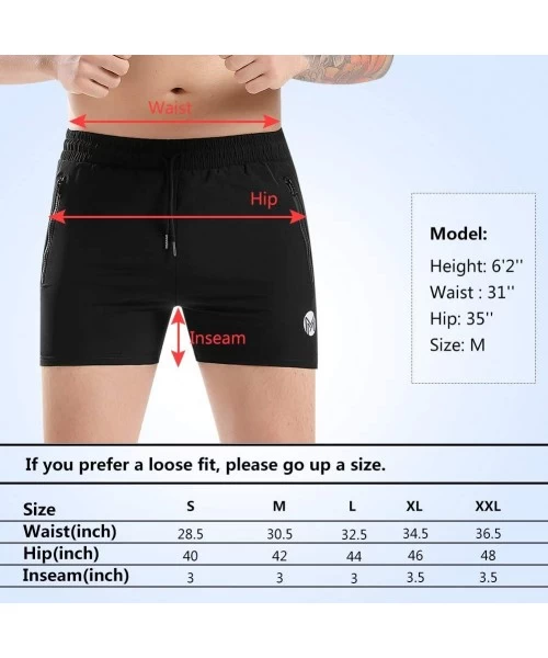 Trunks Men's Gym Workout Shorts- Bodybuilding Running Shorts- Quick Dry Swim Trunks with Zipper Pockets - Black - C7190R4YZX5