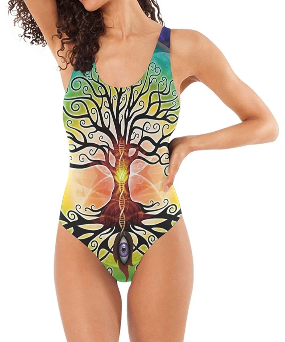 One-Pieces Womens Swimsuits Reggae Love Pot Weed One Piece Tankini Girls Monokini - Dna Tree of Life Rainbow - CE18QWG0HXW