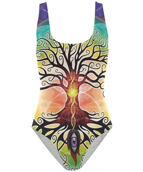 One-Pieces Womens Swimsuits Reggae Love Pot Weed One Piece Tankini Girls Monokini - Dna Tree of Life Rainbow - CE18QWG0HXW