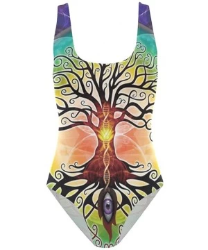 One-Pieces Womens Swimsuits Reggae Love Pot Weed One Piece Tankini Girls Monokini - Dna Tree of Life Rainbow - CE18QWG0HXW