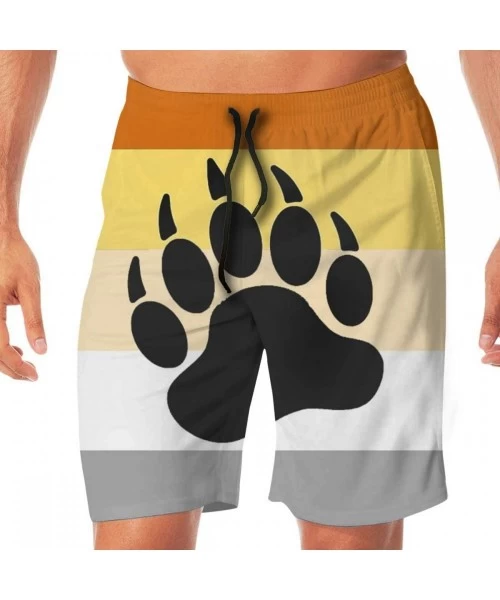 Trunks Yellow Rubber Duck Bathing Suit Swim Trunks Quick Dry Beach Shorts for Beach - Gay Bear Paw Print Flag - CX19C5SO39N