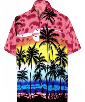 Cover-Ups Men's Party Outfit Relaxed Beach Camp Short Sleeve Hawaiian Shirt - Spooky Red_w134 - CP1808OWIUX