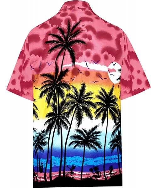 Cover-Ups Men's Party Outfit Relaxed Beach Camp Short Sleeve Hawaiian Shirt - Spooky Red_w134 - CP1808OWIUX