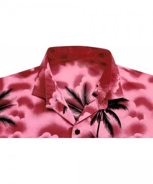 Cover-Ups Men's Party Outfit Relaxed Beach Camp Short Sleeve Hawaiian Shirt - Spooky Red_w134 - CP1808OWIUX