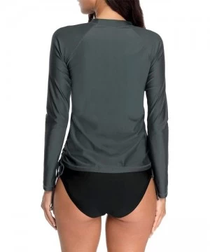 Rash Guards Womens Long Sleeve Rash Guard Swimwear UPF 50+ Sun Protection Shirts - Gray/Side Tie - C818TQZY3QL