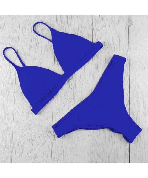 Sets Women's Padded Push-up Bra Bandage Bikini Set Swimsuit Bathing Suit Swimwear Beachwear - Q-blue - C4197408OCM