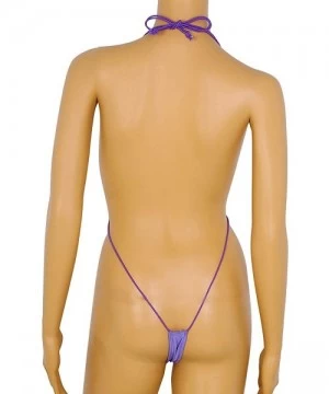 One-Pieces One-Piece Women's Micro Thongs G-String Bikini Swimwear Slingshot Monokini - Purple - CM18C2X87K0