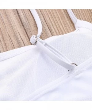 Sets Women's Summer Solid Bikini Set Push up Padded Swimsuit Swimwear Triangle Thong Suit Swimming Suit Biquini A white - CK1...