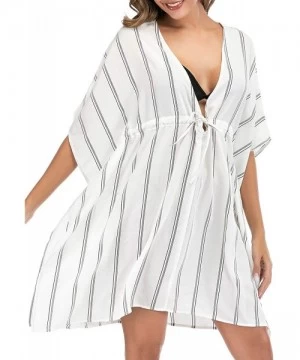 Cover-Ups Swimsuit Cover Ups for Women Swimwear Beach Coverups Swim Bikini Bathing Suit Cover - White Stripes - CK194KTG4NM