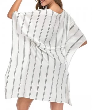 Cover-Ups Swimsuit Cover Ups for Women Swimwear Beach Coverups Swim Bikini Bathing Suit Cover - White Stripes - CK194KTG4NM