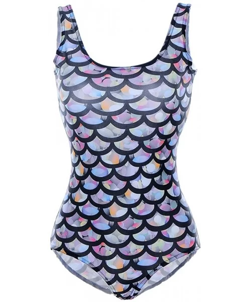 One-Pieces Women Mermaid Fish Scale Print One-Piece Swimsuit Bathing Suits Beachwear Swimwear Bikini - Colorful - C718QGKNNTT