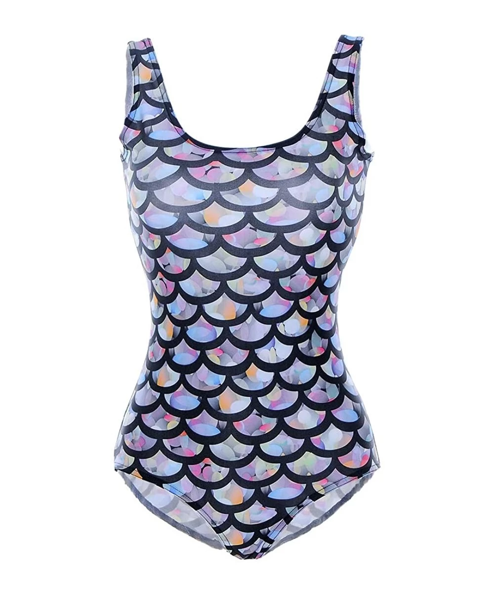 One-Pieces Women Mermaid Fish Scale Print One-Piece Swimsuit Bathing Suits Beachwear Swimwear Bikini - Colorful - C718QGKNNTT