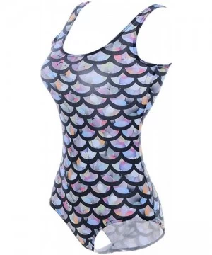 One-Pieces Women Mermaid Fish Scale Print One-Piece Swimsuit Bathing Suits Beachwear Swimwear Bikini - Colorful - C718QGKNNTT