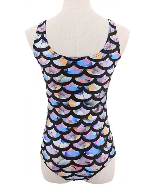 One-Pieces Women Mermaid Fish Scale Print One-Piece Swimsuit Bathing Suits Beachwear Swimwear Bikini - Colorful - C718QGKNNTT