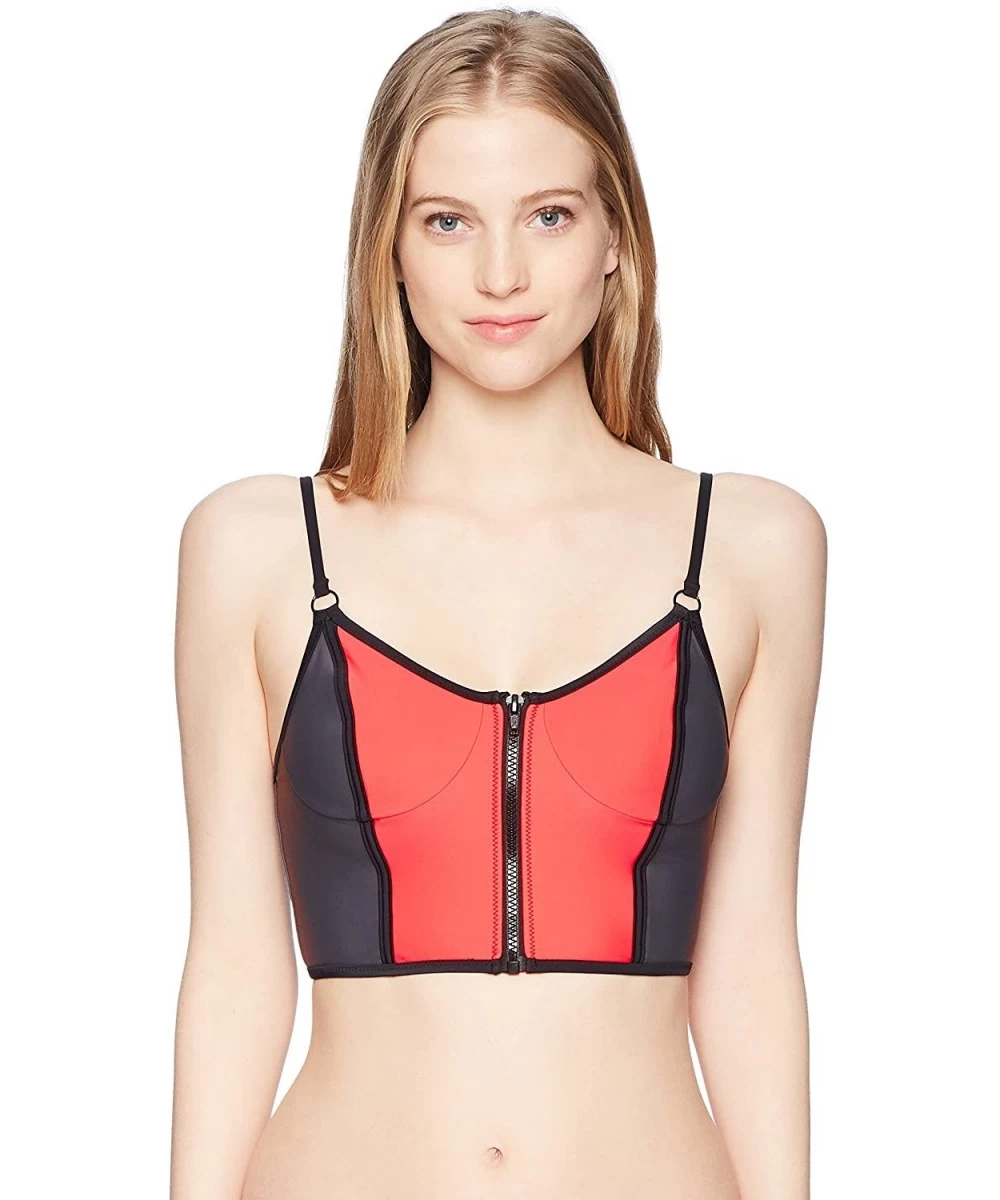 Tops Women's Georgia May Jagger Crop Bikini Top - Electric Coral - CJ1820TLKNG