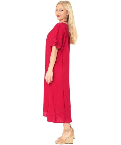 Cover-Ups Women's Midi Beach Dress Summer Casual Elegant Party Dress Embroidered - Red_k806 - C6182H6HGIN