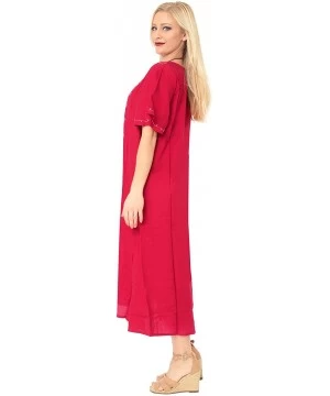 Cover-Ups Women's Midi Beach Dress Summer Casual Elegant Party Dress Embroidered - Red_k806 - C6182H6HGIN