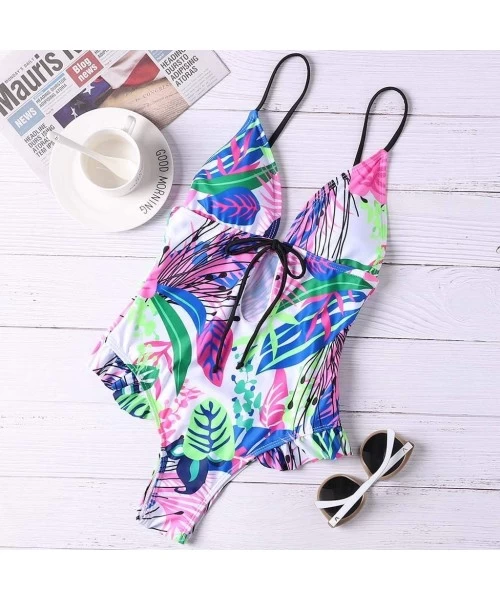 One-Pieces Women's One Piece Swimsuits Sexy Brazilian Tie-Dye Color Frill Bikini Swimsuit Vintage Tummy Control Bathing Suits...