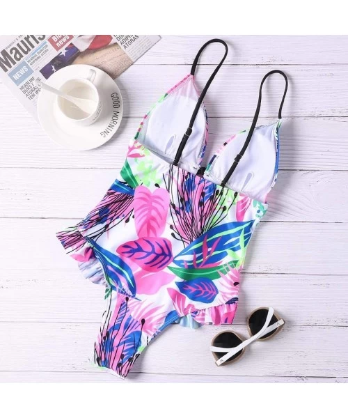 One-Pieces Women's One Piece Swimsuits Sexy Brazilian Tie-Dye Color Frill Bikini Swimsuit Vintage Tummy Control Bathing Suits...