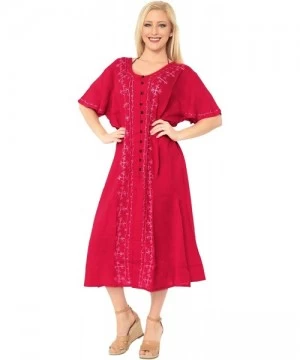 Cover-Ups Women's Midi Beach Dress Summer Casual Elegant Party Dress Embroidered - Red_k806 - C6182H6HGIN