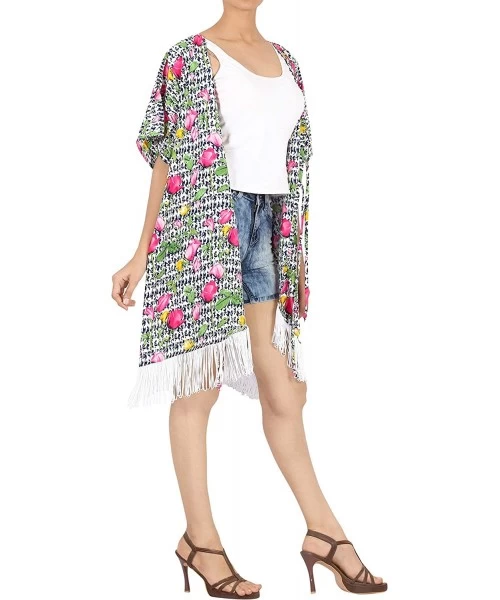 Cover-Ups Women's Plus Size Mini Loose Summer Tops Kimono Cardigan Beach Cover up - Pink_x712 - CP18I09LM0C