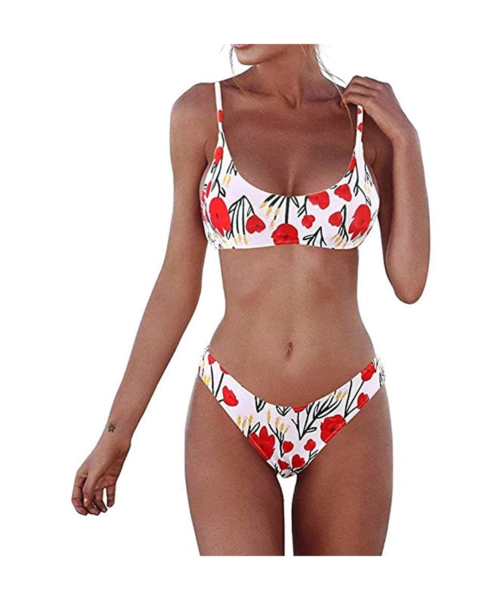 Bottoms Women Bathing Suits Womens Sexy Bandeau Bandage Bikini Set Two Piece Padded Bra Swimsuits Swimwear Swim Suit Q red - ...