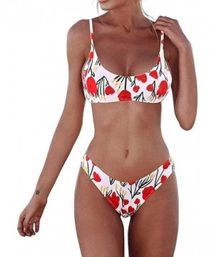 Bottoms Women Bathing Suits Womens Sexy Bandeau Bandage Bikini Set Two Piece Padded Bra Swimsuits Swimwear Swim Suit Q red - ...