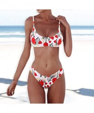 Bottoms Women Bathing Suits Womens Sexy Bandeau Bandage Bikini Set Two Piece Padded Bra Swimsuits Swimwear Swim Suit Q red - ...