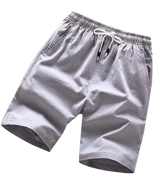 Board Shorts Shorts for Men - Casual Sports Tennis Golf Short Pants with Drawstring Summer Bathing Suit Swim Trunk - Gray - C...