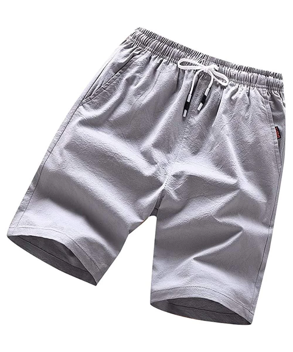 Board Shorts Shorts for Men - Casual Sports Tennis Golf Short Pants with Drawstring Summer Bathing Suit Swim Trunk - Gray - C...