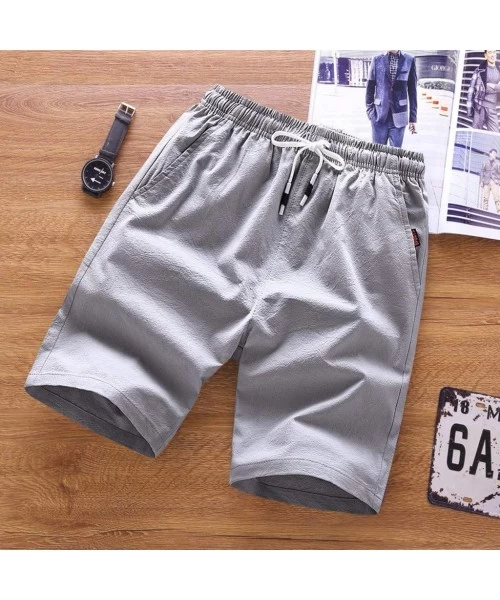 Board Shorts Shorts for Men - Casual Sports Tennis Golf Short Pants with Drawstring Summer Bathing Suit Swim Trunk - Gray - C...