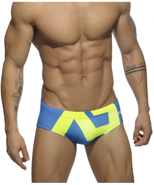 Briefs Men's Sexy Low Waist Swimming Shorts -Quick Dry Swim Briefs Hot Body Bikini Swimsuit Swimwear - Blue - CY18AR68Q4N