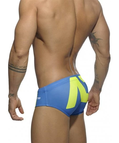 Briefs Men's Sexy Low Waist Swimming Shorts -Quick Dry Swim Briefs Hot Body Bikini Swimsuit Swimwear - Blue - CY18AR68Q4N