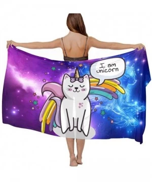 Cover-Ups Women Chiffon Scarf Sunscreen Shawl Wrap Swimsuit Cover Up Beach Sarongs - I Am Cute Unicorn Cat Galaxy Wolf - CM19...