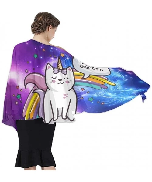 Cover-Ups Women Chiffon Scarf Sunscreen Shawl Wrap Swimsuit Cover Up Beach Sarongs - I Am Cute Unicorn Cat Galaxy Wolf - CM19...