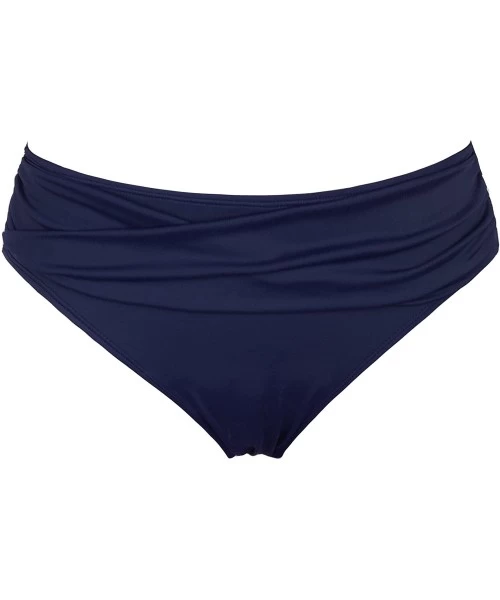 Bottoms Women's Full Coverage Black Bikini Bottom Hipster Swim Brief - Navy Blue - CS18EEHOCKI