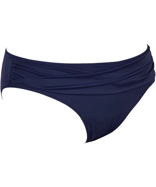 Bottoms Women's Full Coverage Black Bikini Bottom Hipster Swim Brief - Navy Blue - CS18EEHOCKI