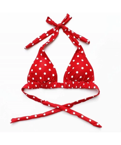 Sets Women's Halter Bikini Sets Padded High Waisted Swimsuits - Polka Dot Print-2 - CH19CGXH0O5