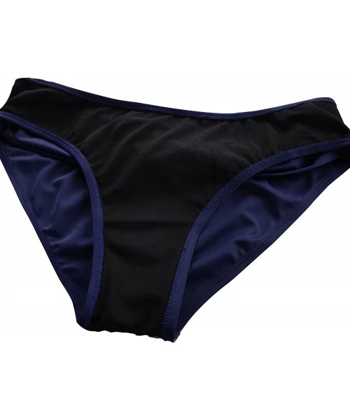 Bottoms Women's Full Coverage Black Bikini Bottom Hipster Swim Brief - Navy Blue - CS18EEHOCKI