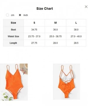 One-Pieces Women's Sexy Plunge Neck Cross Back High Cut One Piece Bathing Suits Swimsuit - Orange - C918QUCDR0S