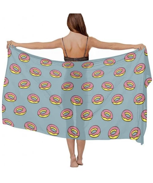 Cover-Ups Women's Swimwear Cover Ups- Summer Vacation Beach Sarong Soft Shawl Wrap - Cotton Donuts Love - CB19C4DKI0Y