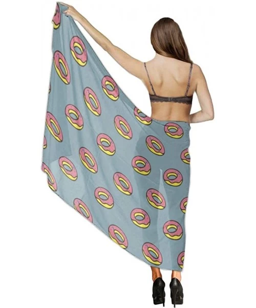 Cover-Ups Women's Swimwear Cover Ups- Summer Vacation Beach Sarong Soft Shawl Wrap - Cotton Donuts Love - CB19C4DKI0Y