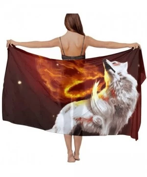 Cover-Ups womens Swimwear Cover up Beach Sarong Wrap cool wolf fire Scarf - C318TLNL3TD