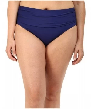 Bottoms Women's Plus-Size Solid Midster Bikini Bottom - Indigo - CD12CEZ411J