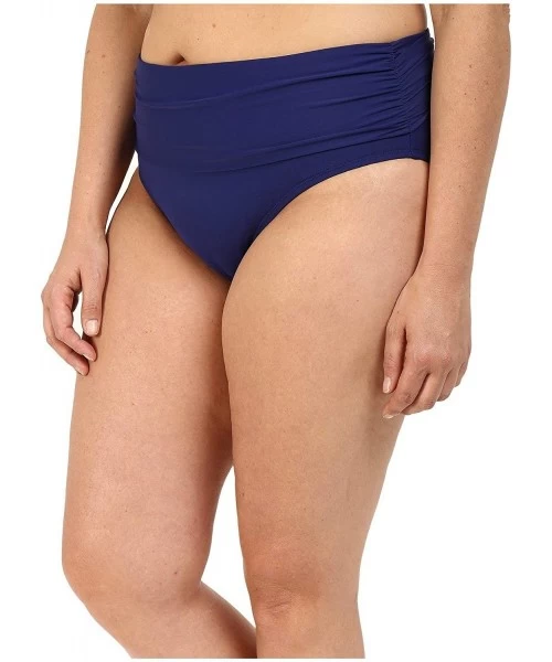 Bottoms Women's Plus-Size Solid Midster Bikini Bottom - Indigo - CD12CEZ411J