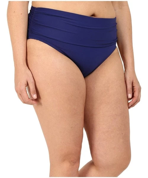 Bottoms Women's Plus-Size Solid Midster Bikini Bottom - Indigo - CD12CEZ411J