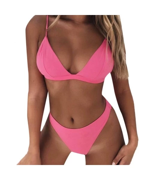 Sets Sexy Womens High Waist Bandage Bikini Set Swimwear Beach Swimsuit Monokini- Women's Solid Color Bikini Split Swimsuit - ...