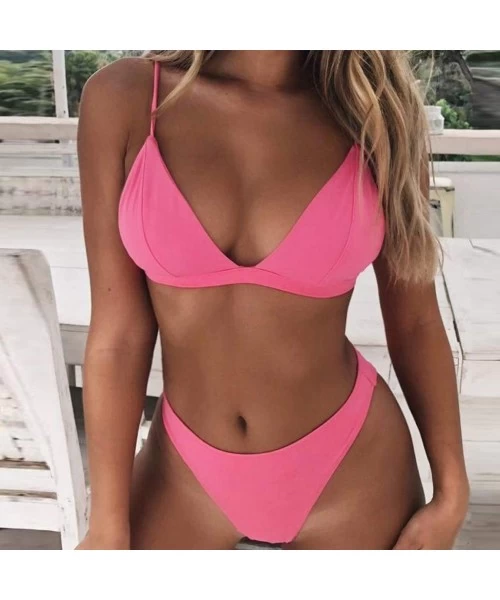 Sets Sexy Womens High Waist Bandage Bikini Set Swimwear Beach Swimsuit Monokini- Women's Solid Color Bikini Split Swimsuit - ...